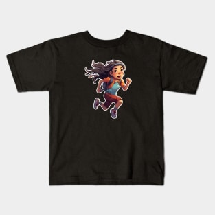 Runner brunette girl Kids T-Shirt